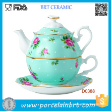 Pink&White Luxurious Gold Banding Tea Pot and Tea Cup Tea Set